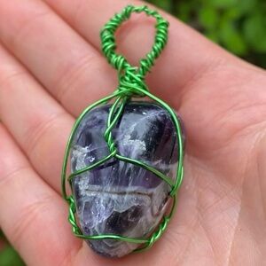 Wire Wrapped Amethyst Crystal Pendant